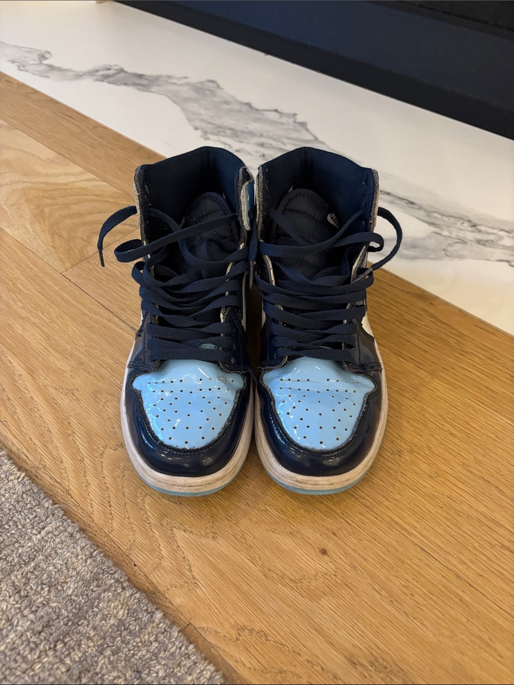 Nike Kids Navy and Light Blue High-Top Sneakers